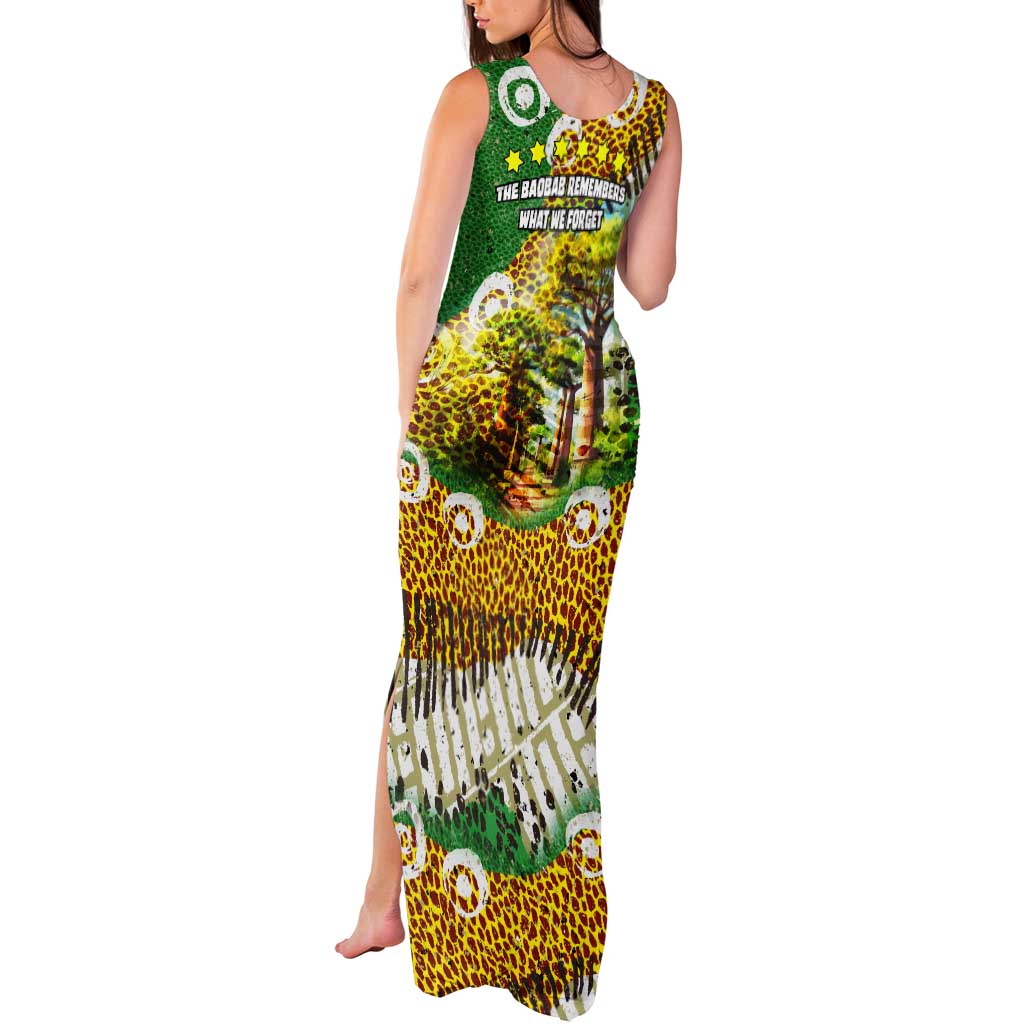 Equatorial Guinea Baobab Tree Tank Maxi Dress with Tribal Patterns and Heritage Quote