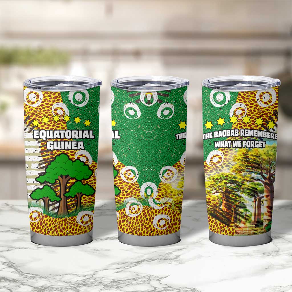 Equatorial Guinea Baobab Tree Tumbler Cup with Tribal Patterns and Heritage Quote