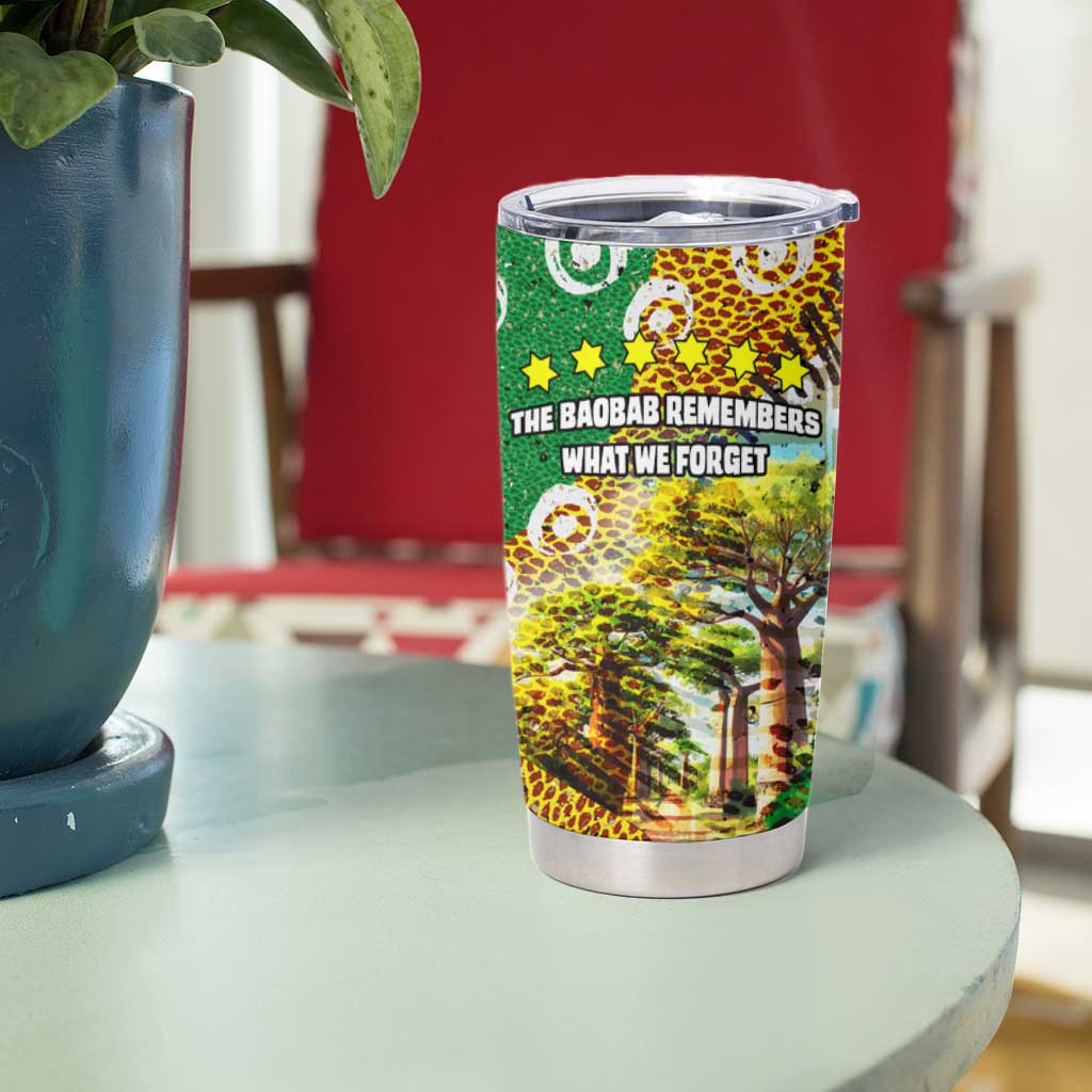 Equatorial Guinea Baobab Tree Tumbler Cup with Tribal Patterns and Heritage Quote