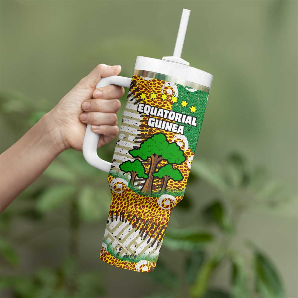 Equatorial Guinea Baobab Tree Tumbler With Handle with Tribal Patterns and Heritage Quote