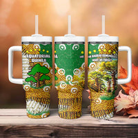 Equatorial Guinea Baobab Tree Tumbler With Handle with Tribal Patterns and Heritage Quote