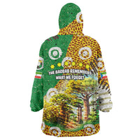 Equatorial Guinea Baobab Tree Wearable Blanket Hoodie with Tribal Patterns and Heritage Quote