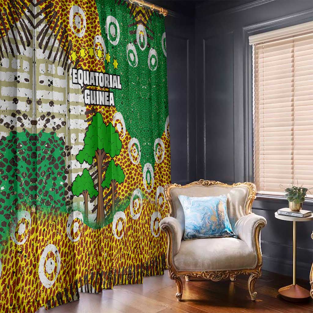 Equatorial Guinea Baobab Tree Window Curtain with Tribal Patterns and Heritage Quote