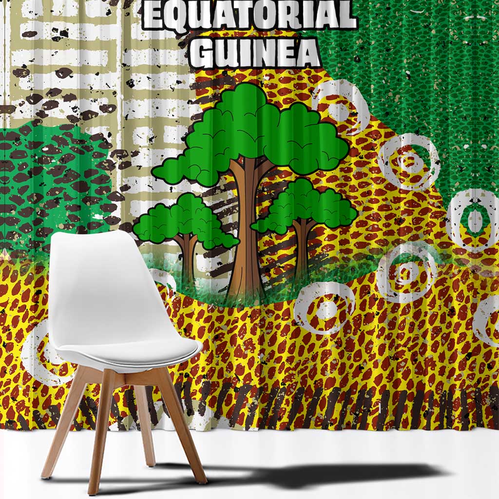 Equatorial Guinea Baobab Tree Window Curtain with Tribal Patterns and Heritage Quote