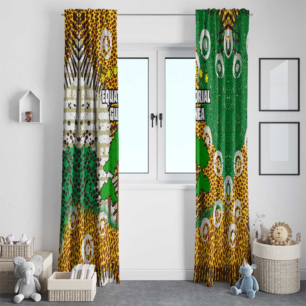 Equatorial Guinea Baobab Tree Window Curtain with Tribal Patterns and Heritage Quote