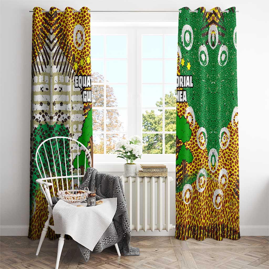 Equatorial Guinea Baobab Tree Window Curtain with Tribal Patterns and Heritage Quote