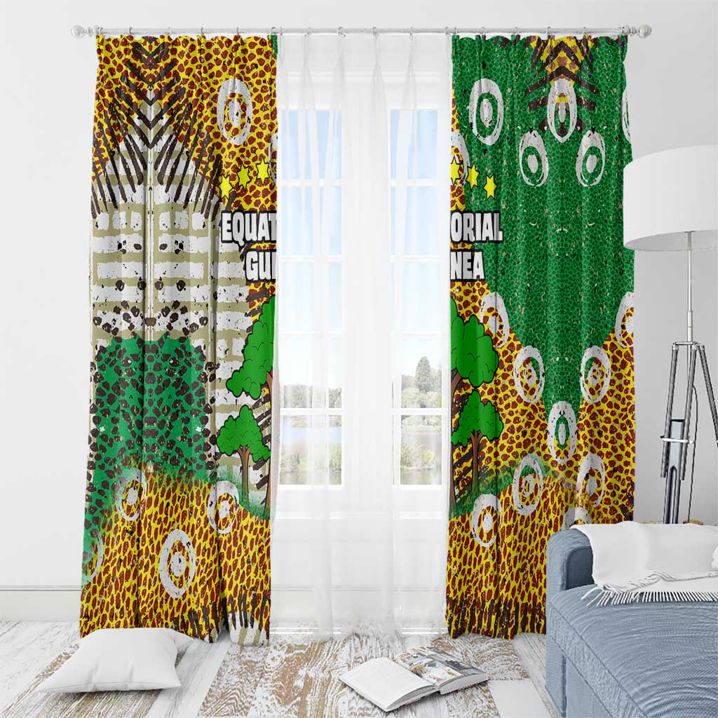 Equatorial Guinea Baobab Tree Window Curtain with Tribal Patterns and Heritage Quote