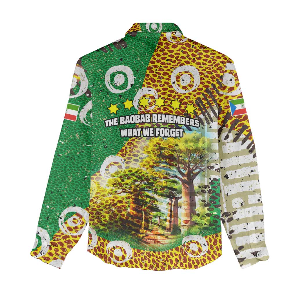 Equatorial Guinea Baobab Tree Women Casual Shirt with Tribal Patterns and Heritage Quote