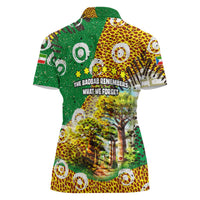 Equatorial Guinea Baobab Tree Women Polo Shirt with Tribal Patterns and Heritage Quote