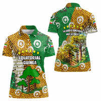 Equatorial Guinea Baobab Tree Women Polo Shirt with Tribal Patterns and Heritage Quote