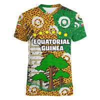 Equatorial Guinea Baobab Tree Women V-Neck T-Shirt with Tribal Patterns and Heritage Quote