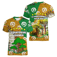 Equatorial Guinea Baobab Tree Women V-Neck T-Shirt with Tribal Patterns and Heritage Quote