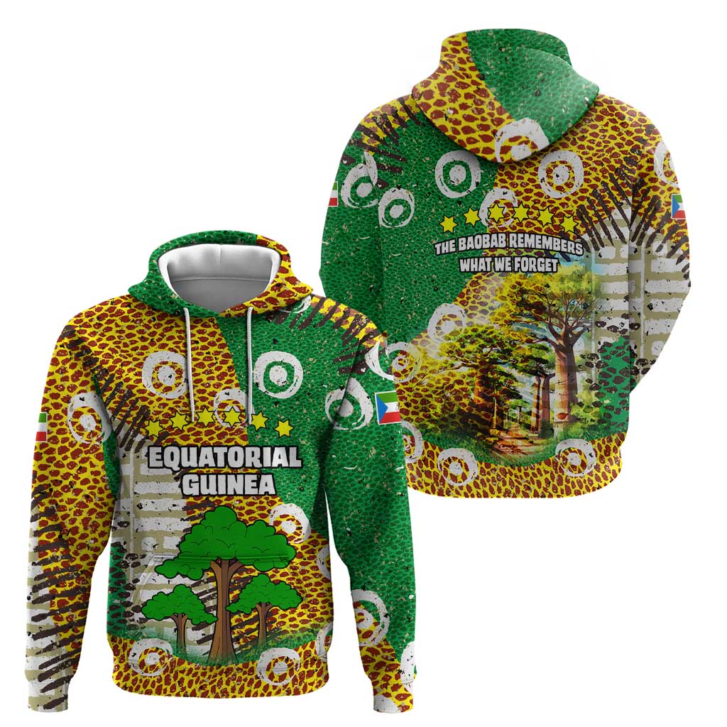 Equatorial Guinea Baobab Tree Zip Hoodie with Tribal Patterns and Heritage Quote