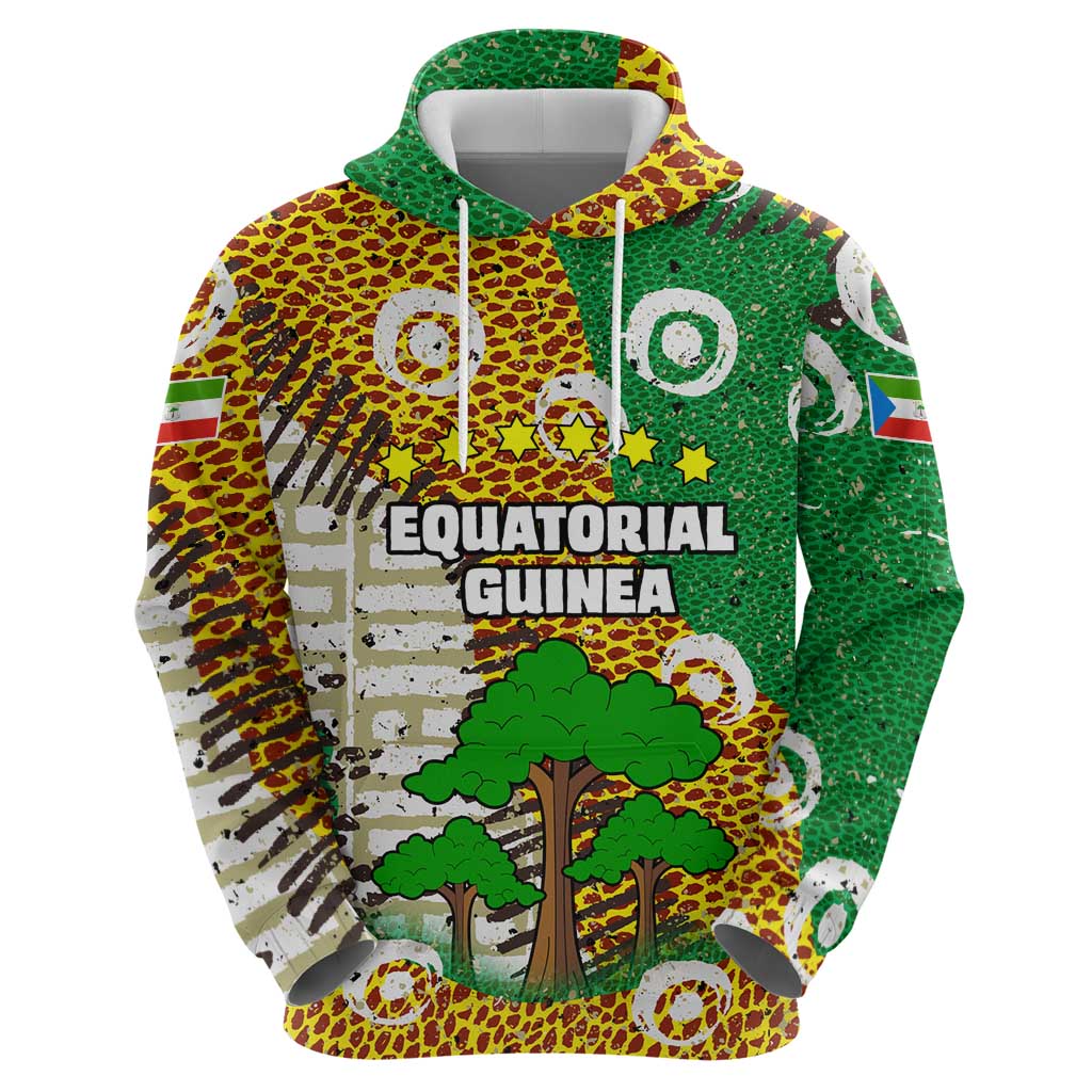 Equatorial Guinea Baobab Tree Zip Hoodie with Tribal Patterns and Heritage Quote