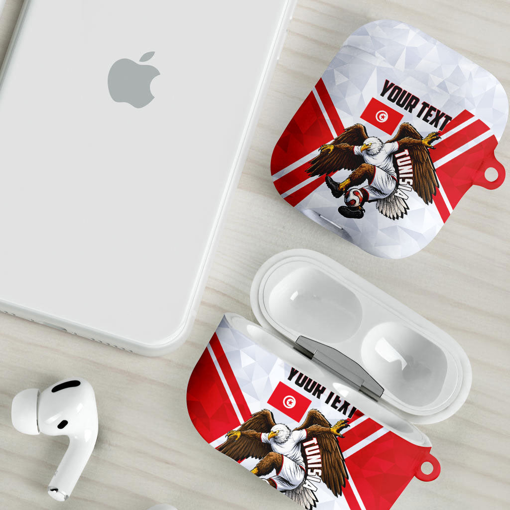 Personalized Tunisia Soccer AirPods Case Tunisia Flag Eagle Football Mascot