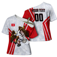 Personalized Tunisia Soccer Cross Shoulder Shirt Tunisia Flag Eagle Football Mascot