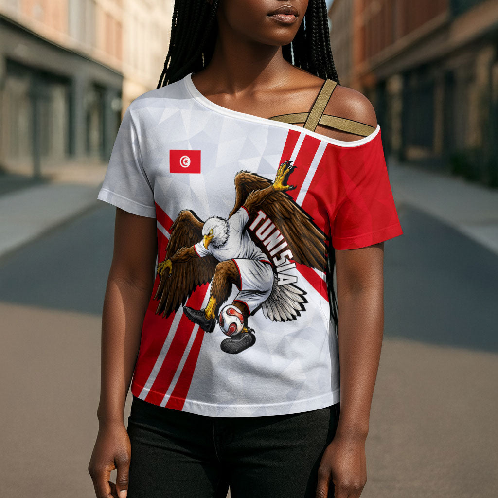 Personalized Tunisia Soccer Cross Shoulder Shirt Tunisia Flag Eagle Football Mascot