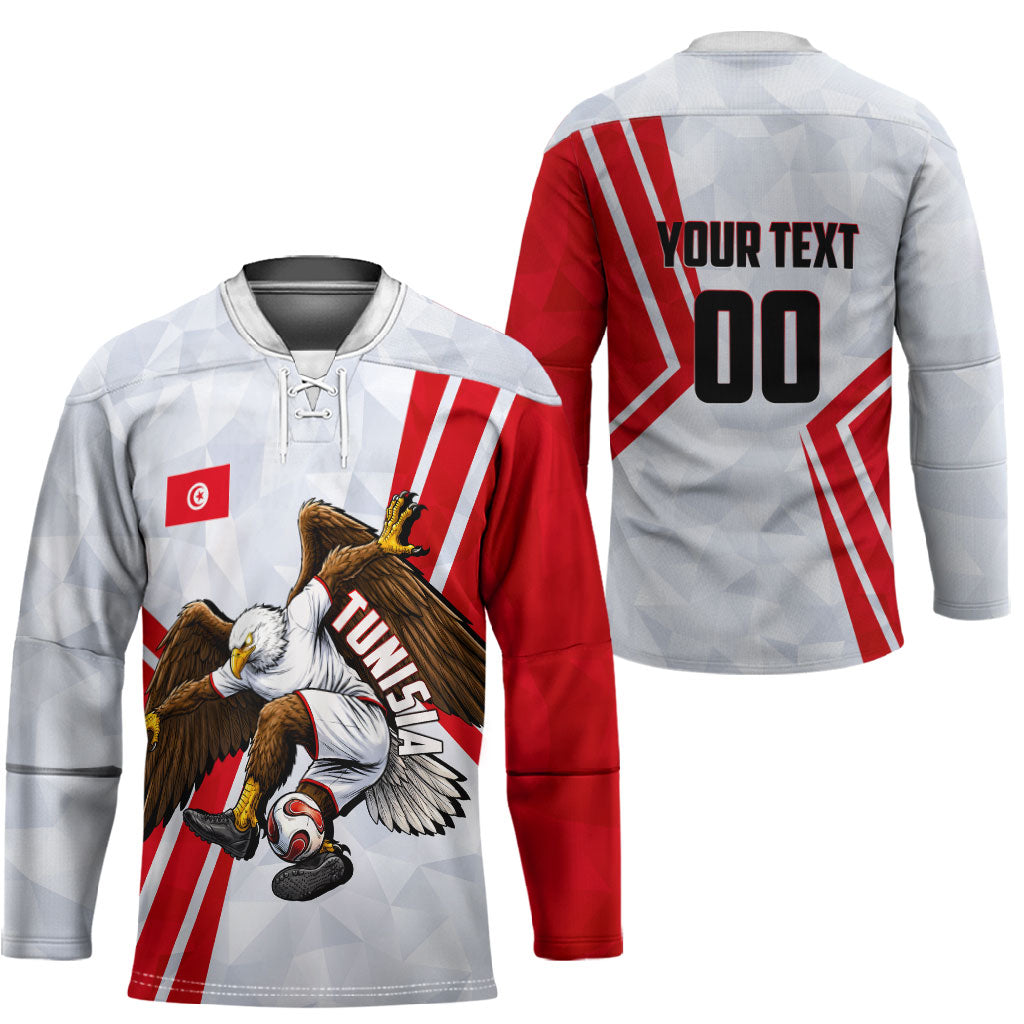 Personalized Tunisia Soccer Hockey Jersey Tunisia Flag Eagle Football Mascot
