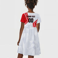 Personalized Tunisia Soccer Kid Short Sleeve Dress Tunisia Flag Eagle Football Mascot