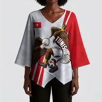 Personalized Tunisia Soccer Kimono Sleeve Blouse Tunisia Flag Eagle Football Mascot