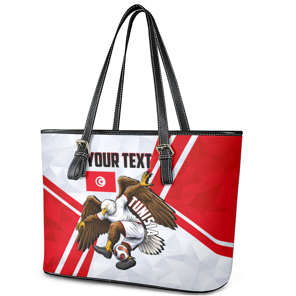 Personalized Tunisia Soccer Leather Tote Bag Tunisia Flag Eagle Football Mascot