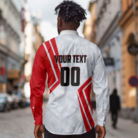 Personalized Tunisia Soccer Long Sleeve Button Shirt Tunisia Flag Eagle Football Mascot