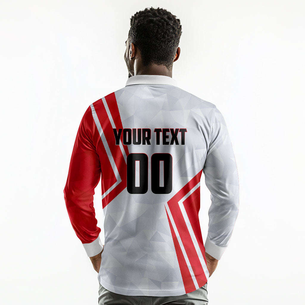 Personalized Tunisia Soccer Long Sleeve Polo Shirt Tunisia Flag Eagle Football Mascot