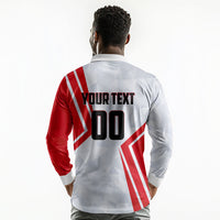 Personalized Tunisia Soccer Long Sleeve Polo Shirt Tunisia Flag Eagle Football Mascot