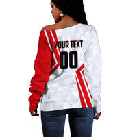Personalized Tunisia Soccer Off Shoulder Sweater Tunisia Flag Eagle Football Mascot