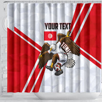 Personalized Tunisia Soccer Shower Curtain Tunisia Flag Eagle Football Mascot