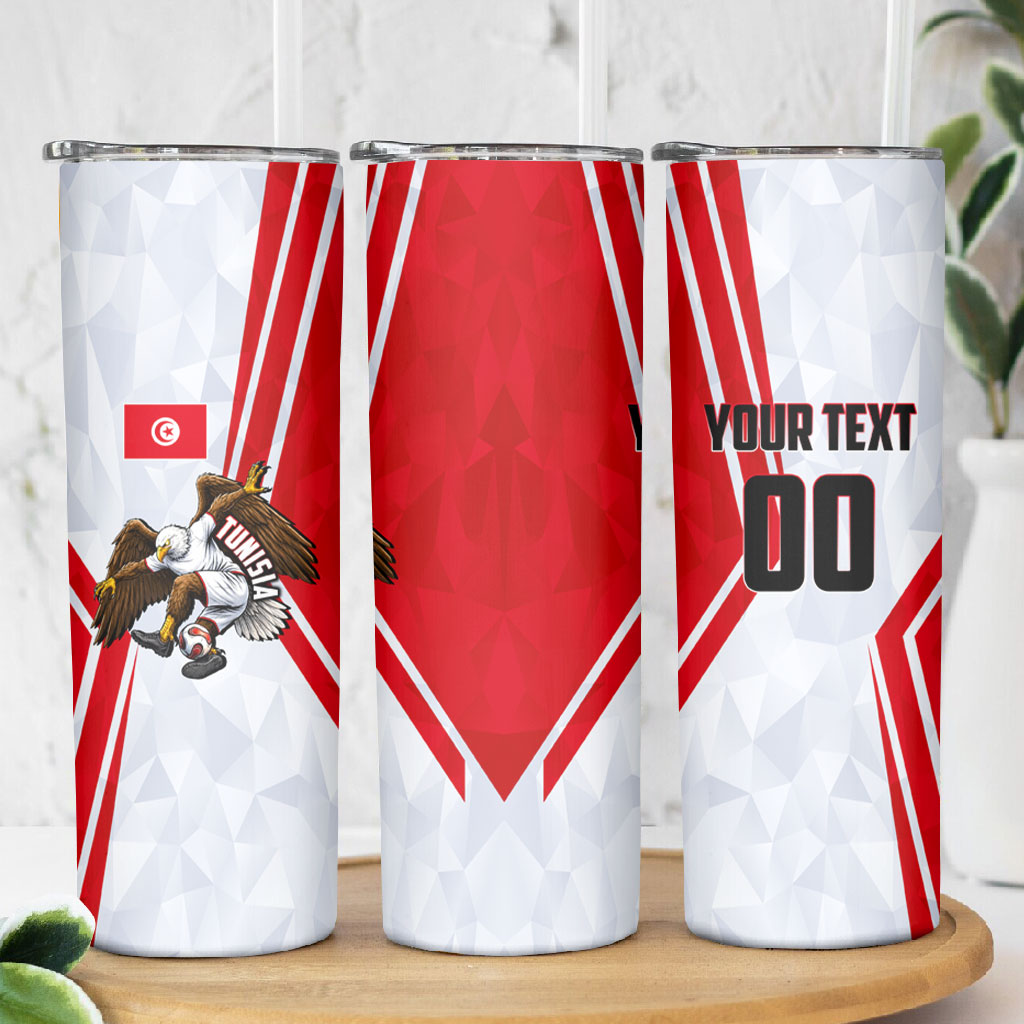 Personalized Tunisia Soccer Skinny Tumbler Tunisia Flag Eagle Football Mascot