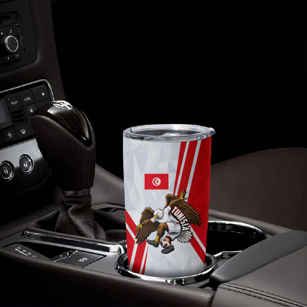 Personalized Tunisia Soccer Tumbler Cup Tunisia Flag Eagle Football Mascot