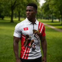 Personalized Tunisia Soccer Zipper Polo Shirt Tunisia Flag Eagle Football Mascot