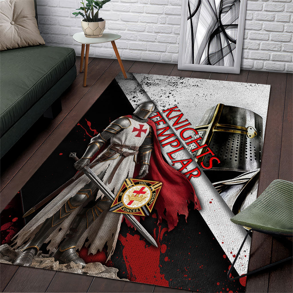 Knights Templar Area Rug Crusader Warrior Full Armor Red Cross