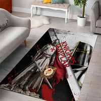 Knights Templar Area Rug Crusader Warrior Full Armor Red Cross