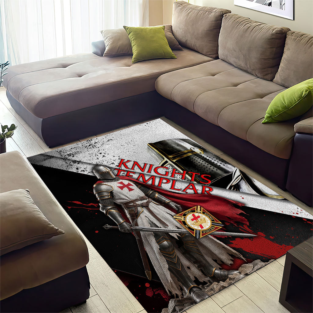 Knights Templar Area Rug Crusader Warrior Full Armor Red Cross