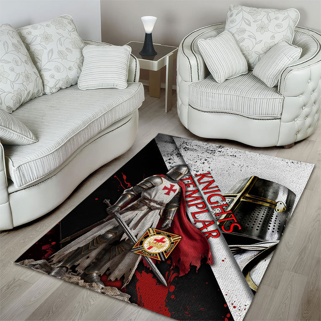 Knights Templar Area Rug Crusader Warrior Full Armor Red Cross