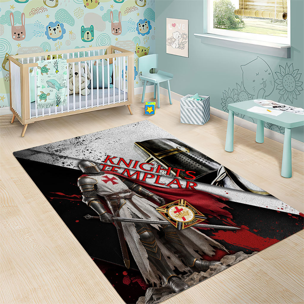 Knights Templar Area Rug Crusader Warrior Full Armor Red Cross