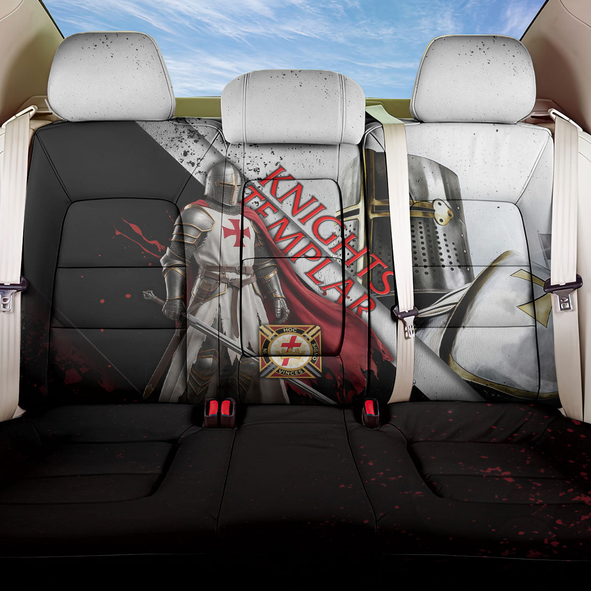 Knights Templar Back Car Seat Cover Crusader Warrior Full Armor Red Cross