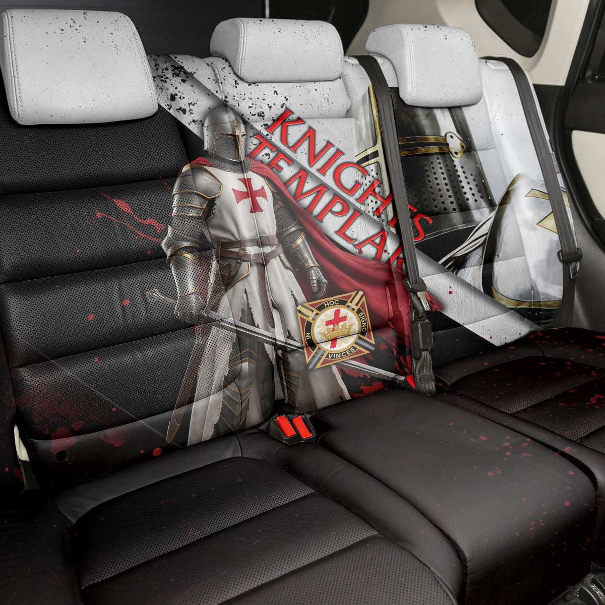 Knights Templar Back Car Seat Cover Crusader Warrior Full Armor Red Cross