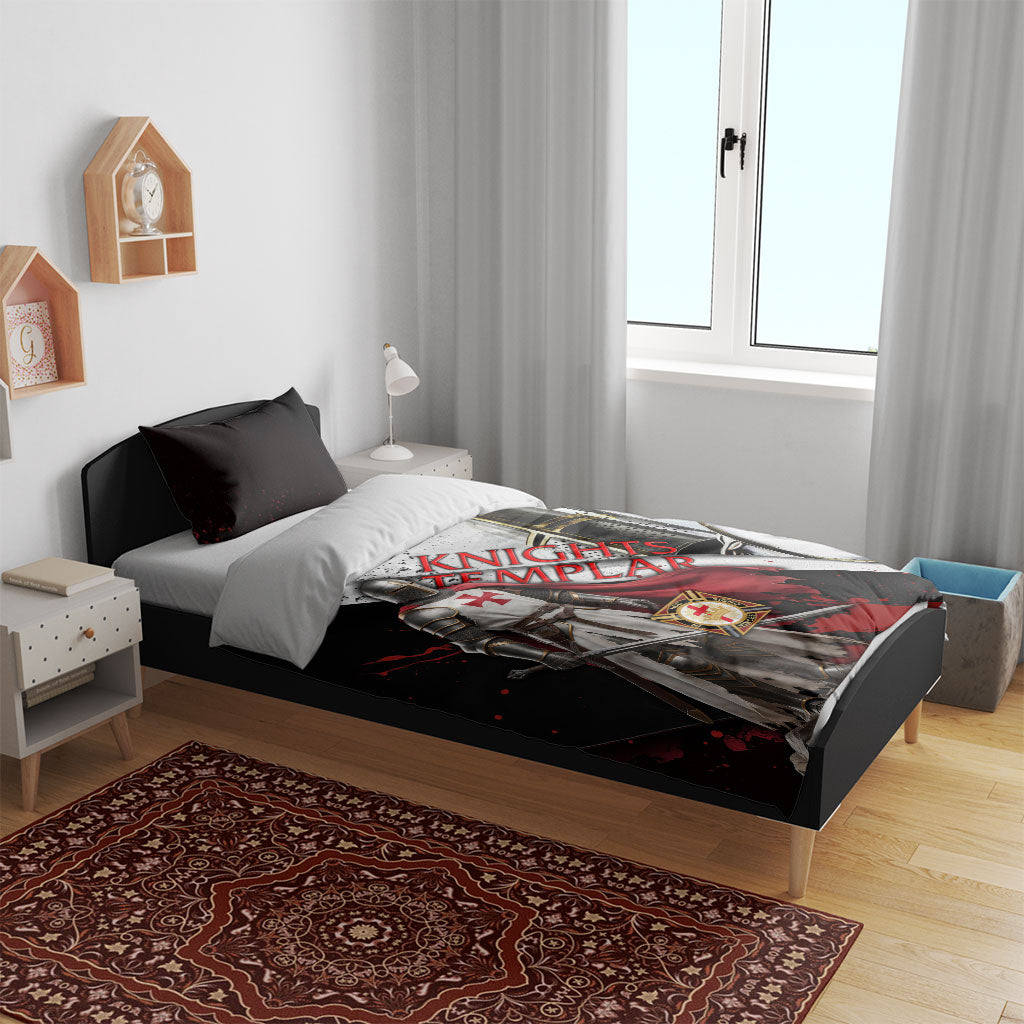 Knights Templar Bedding Set Crusader Warrior Full Armor Red Cross