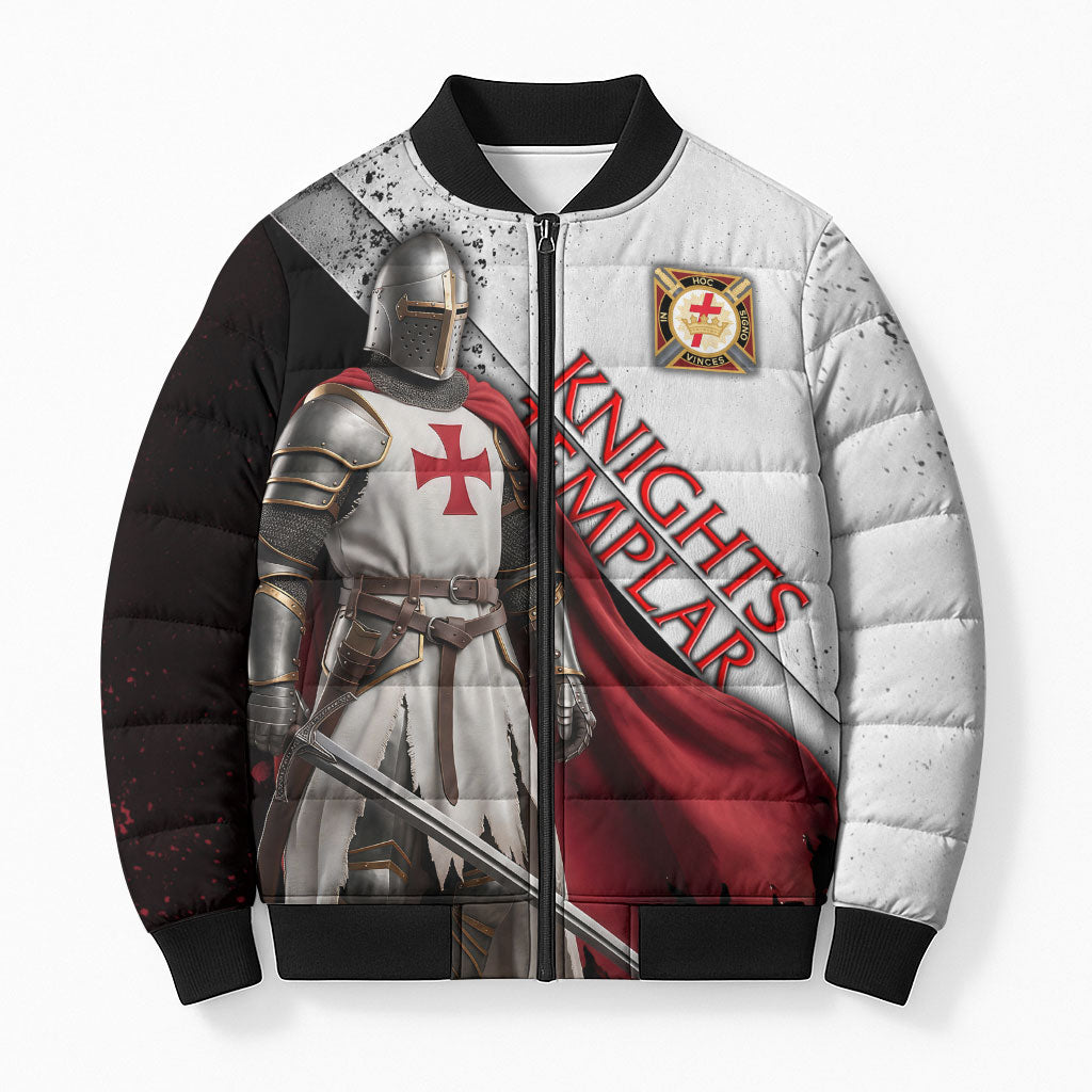 Knights Templar Bomber Puffer Jacket Crusader Warrior Full Armor Red Cross