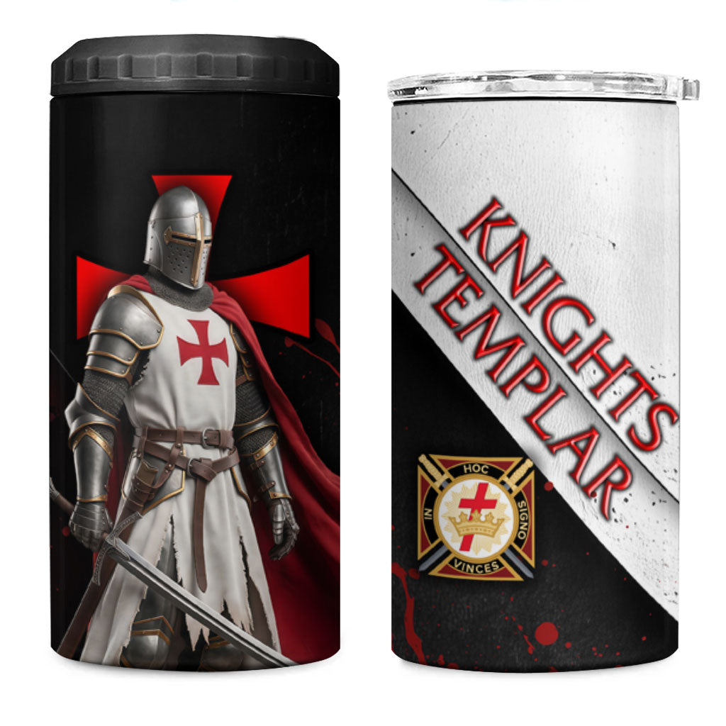 Knights Templar 4 in 1 Can Cooler Tumbler Crusader Warrior Full Armor Red Cross