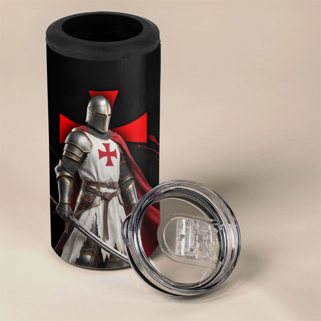 Knights Templar 4 in 1 Can Cooler Tumbler Crusader Warrior Full Armor Red Cross
