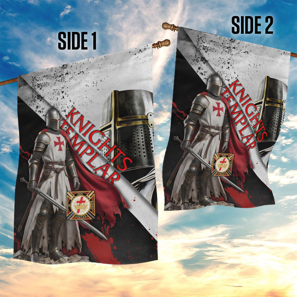 Knights Templar Garden Flag Crusader Warrior Full Armor Red Cross
