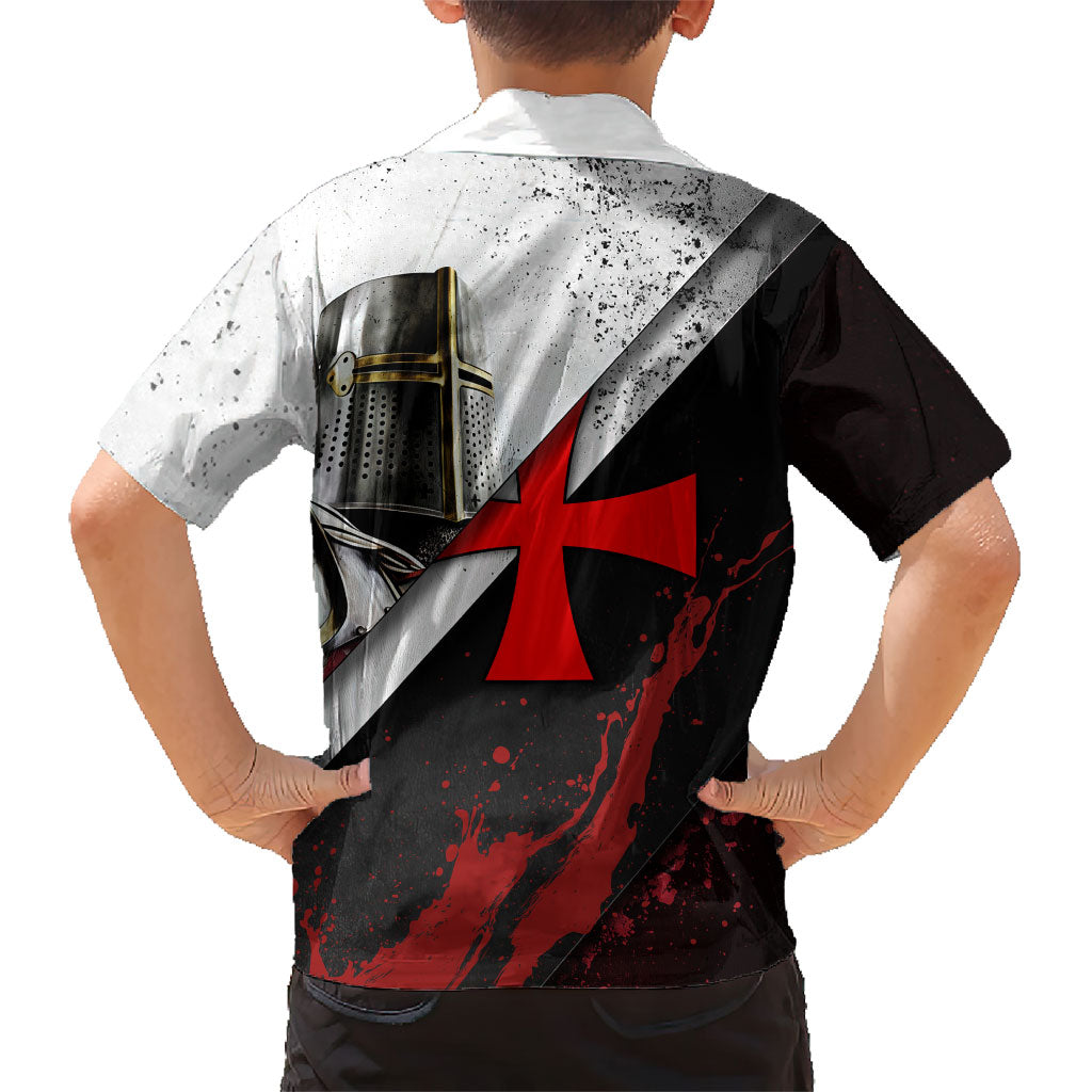 Knights Templar Kid Hawaiian Shirt Crusader Warrior Full Armor Red Cross
