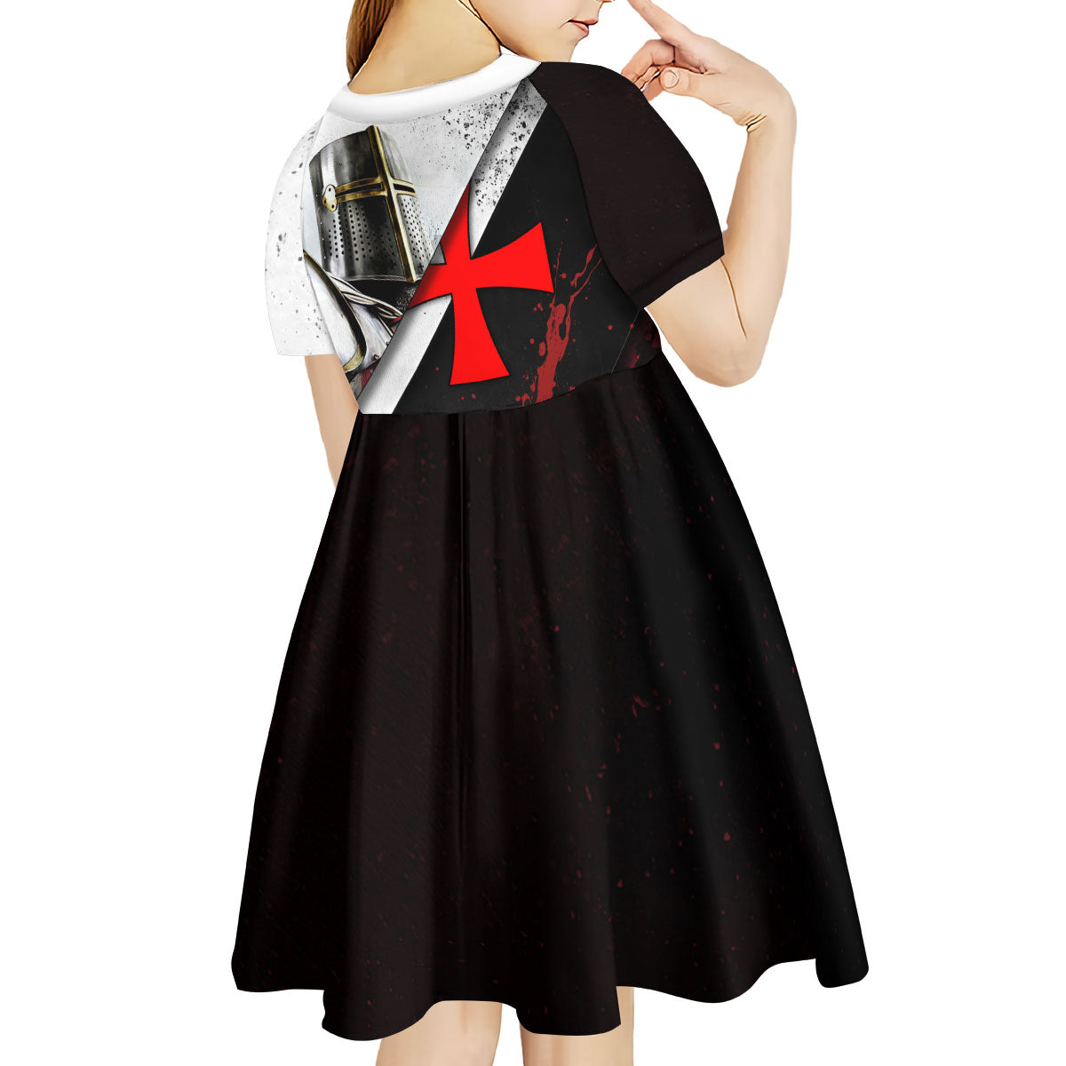 Knights Templar Kid Short Sleeve Dress Crusader Warrior Full Armor Red Cross