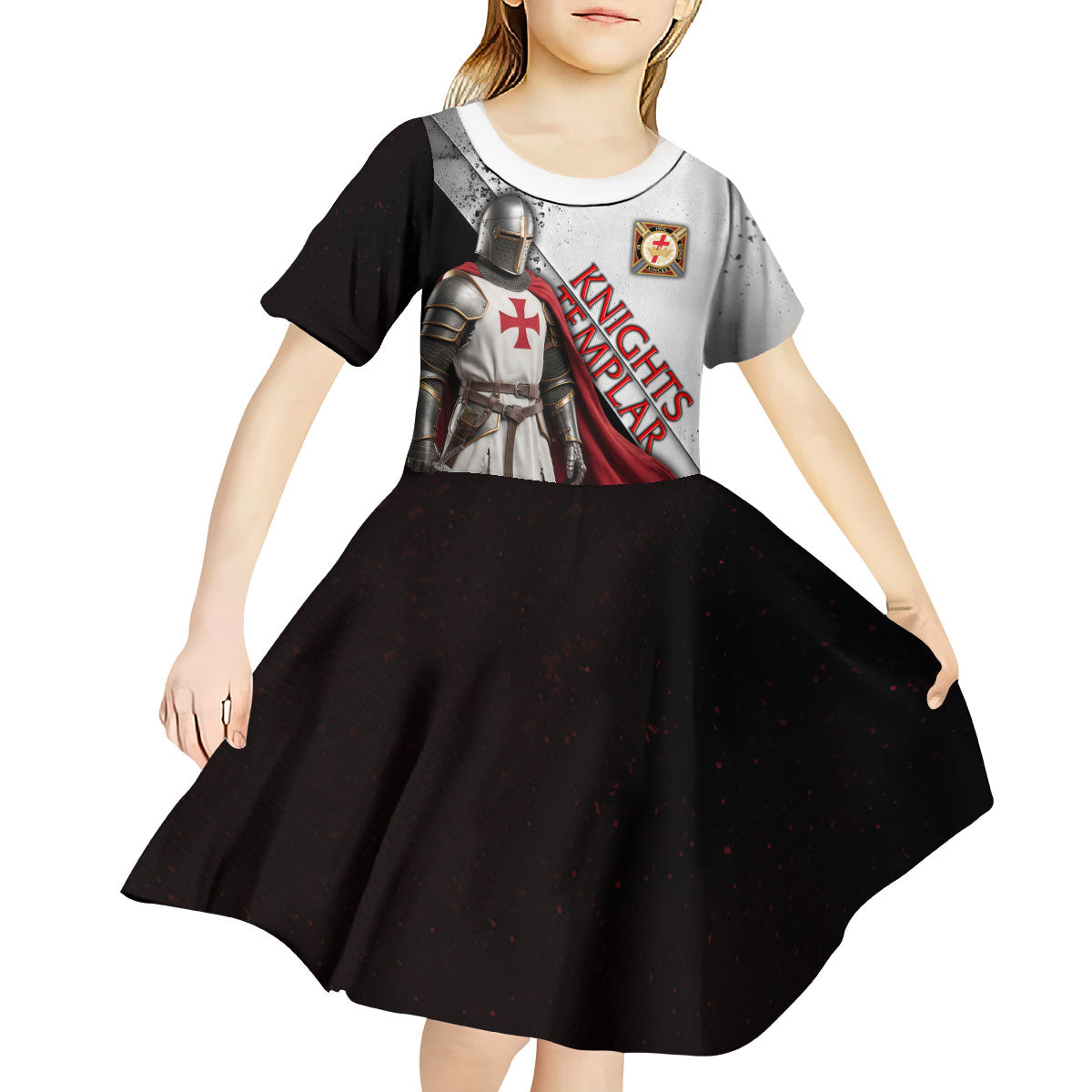Knights Templar Kid Short Sleeve Dress Crusader Warrior Full Armor Red Cross