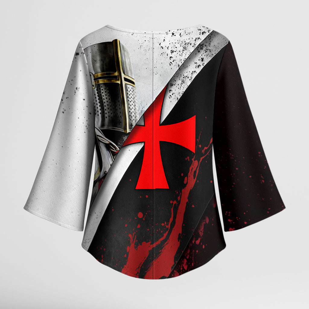 Knights Templar Kimono Sleeve Blouse Crusader Warrior Full Armor Red Cross
