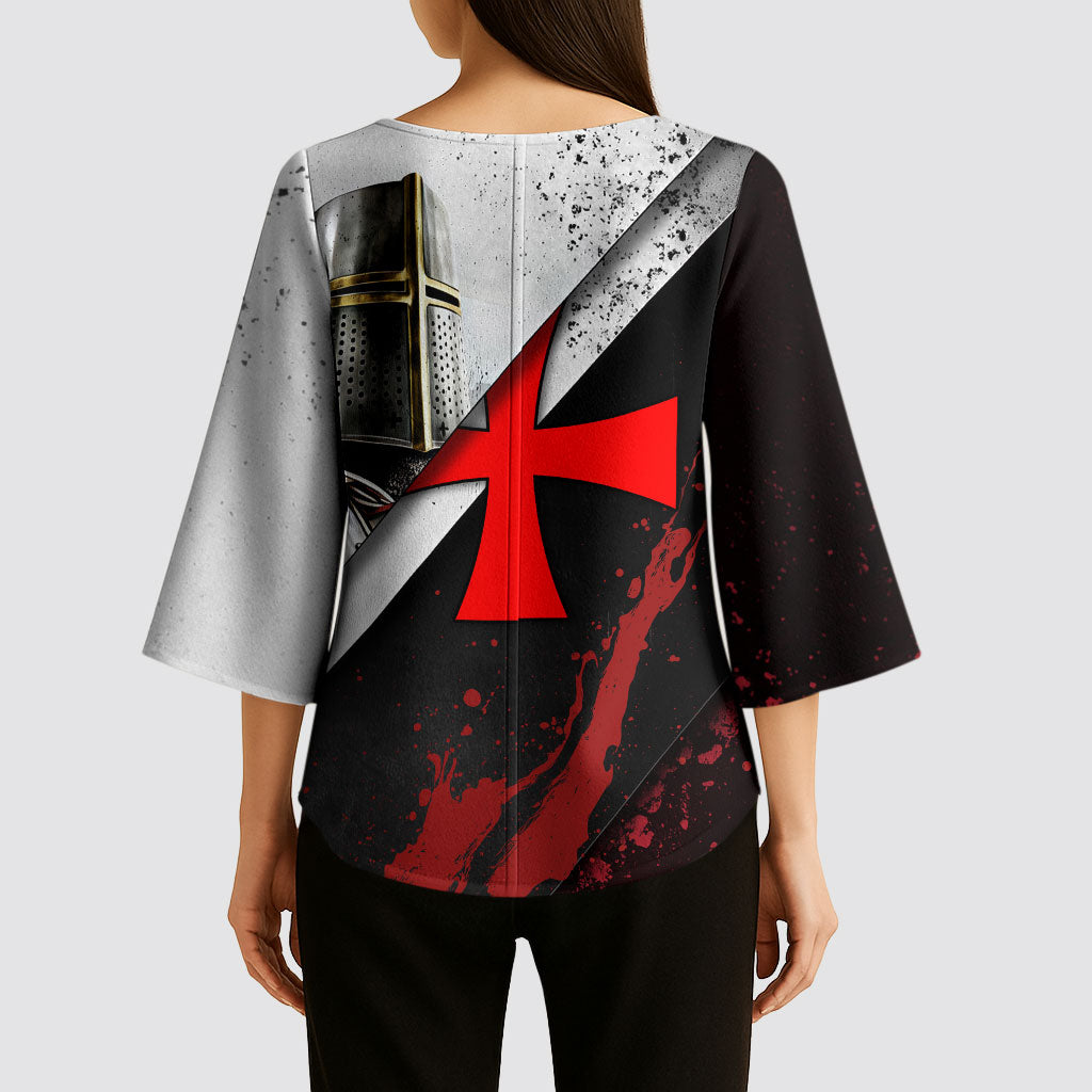 Knights Templar Kimono Sleeve Blouse Crusader Warrior Full Armor Red Cross